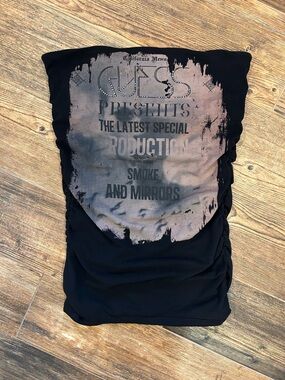 GUESS Strapless Tube Top | Graphic Rhinestone Y2K